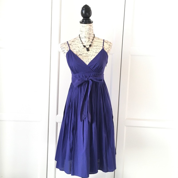 ANTHROPOLOGIE Maeve Royal Blue Empire V-Neck Dress - Picture 2 of 9